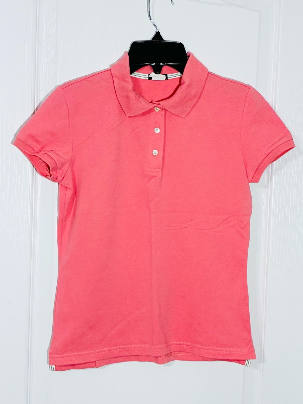 Y2K J.Crew Made In Jerusalem Stretch Pique Polo Coral Pink Size XS